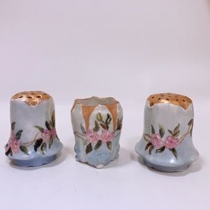 Hand Painted Bavaria salt And Pepper Shakers And Bud Vase